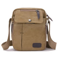 Small canvas messenger bag, 24cm x 20.5cm x 7cm, multi-function shoulder bag in army green, black, coffee, grey, or khaki
