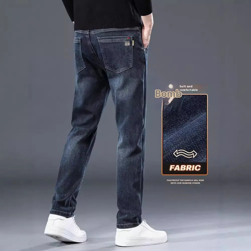 Men's slim straight casual trousers in thin polyester fabric available in black and blue grey colours