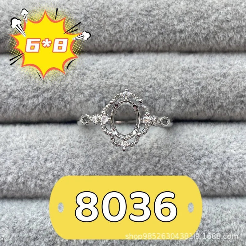 Oval denier copper ring with 6x8mm stone, star detail, and open-mouth band in Korean style.