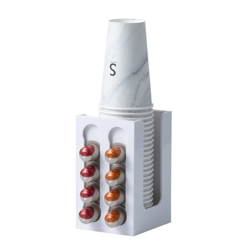 Rotatable acrylic coffee capsule storage rack in S M L sizes with solid colour pattern and pad glaze finish