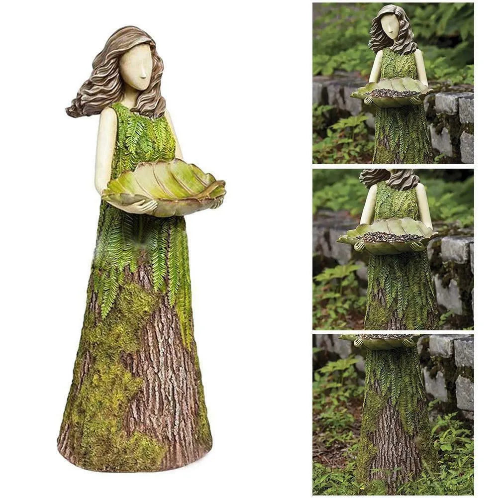 Resin bird feeder approximately 27cm and 380g in pastoral abstract style for garden decoration