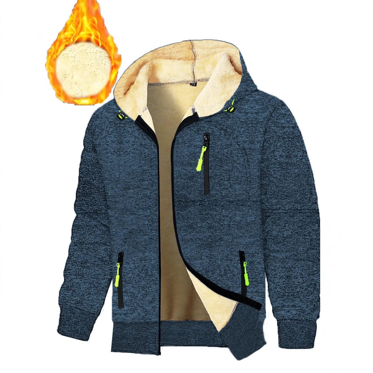 Thickened men's sports fitness casual jacquard hooded jacket in solid colour with loose cardigan style