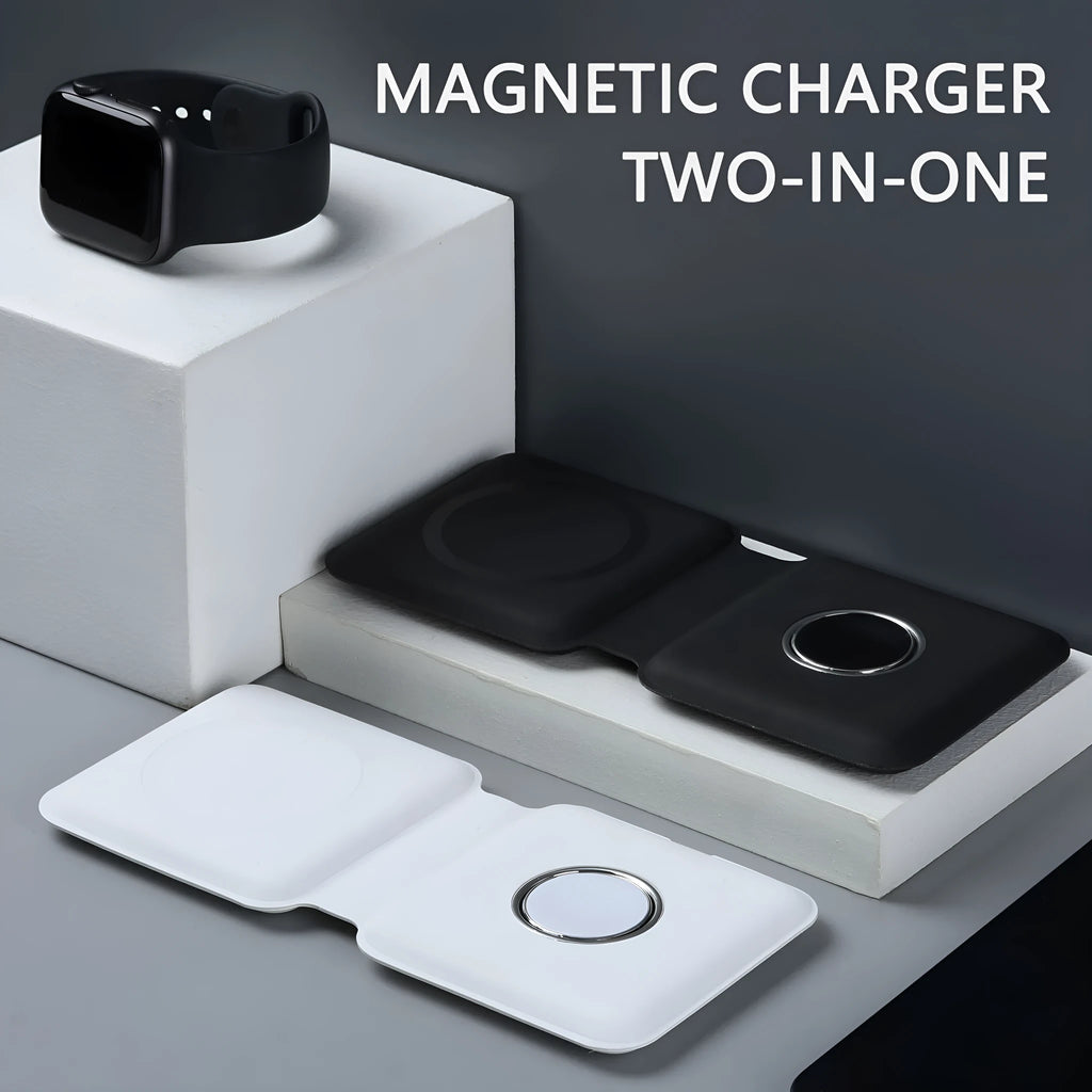 2 in 1 magnetic absorption wireless charging pad, 15W quick charging, Micro USB, Black or White