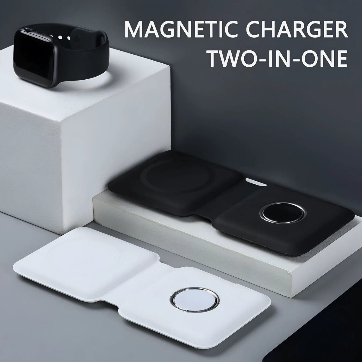 2 in 1 magnetic absorption wireless charging pad, 15W quick charging, Micro USB, Black or White