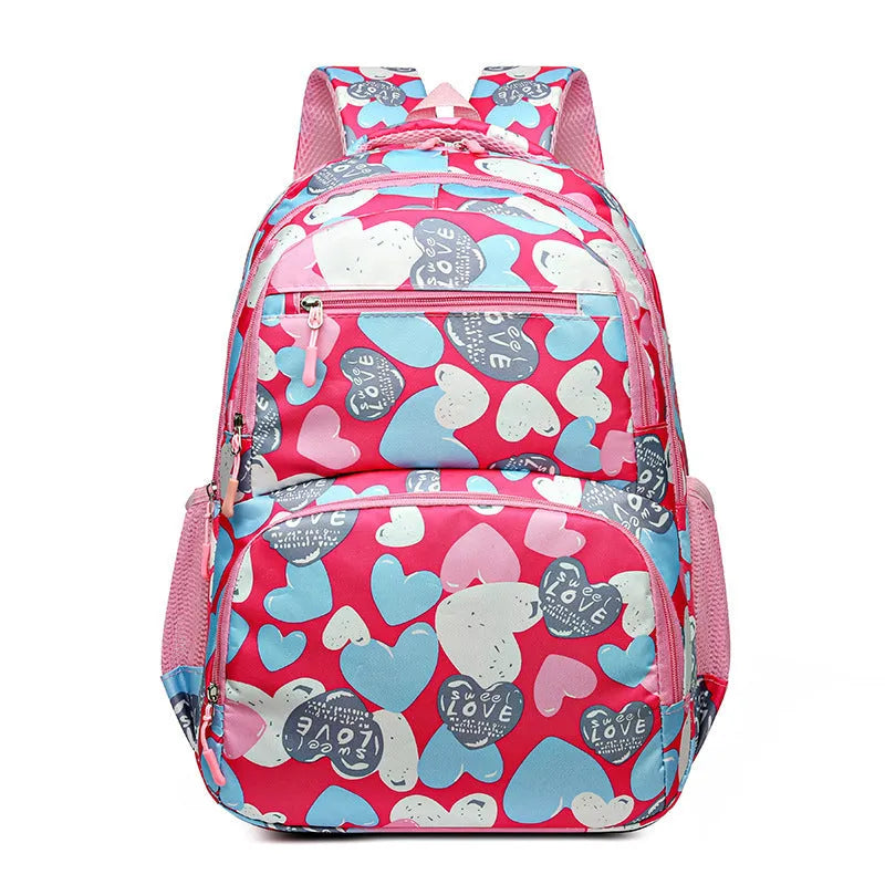 Blue children's school backpack with air pillow belt system for burden alleviation