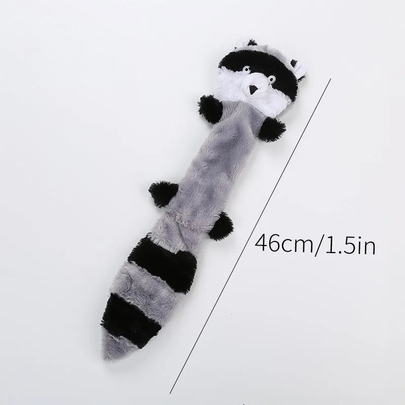 46 cm long plush dog toy with squeaker in brown carrot grey or yellow colours