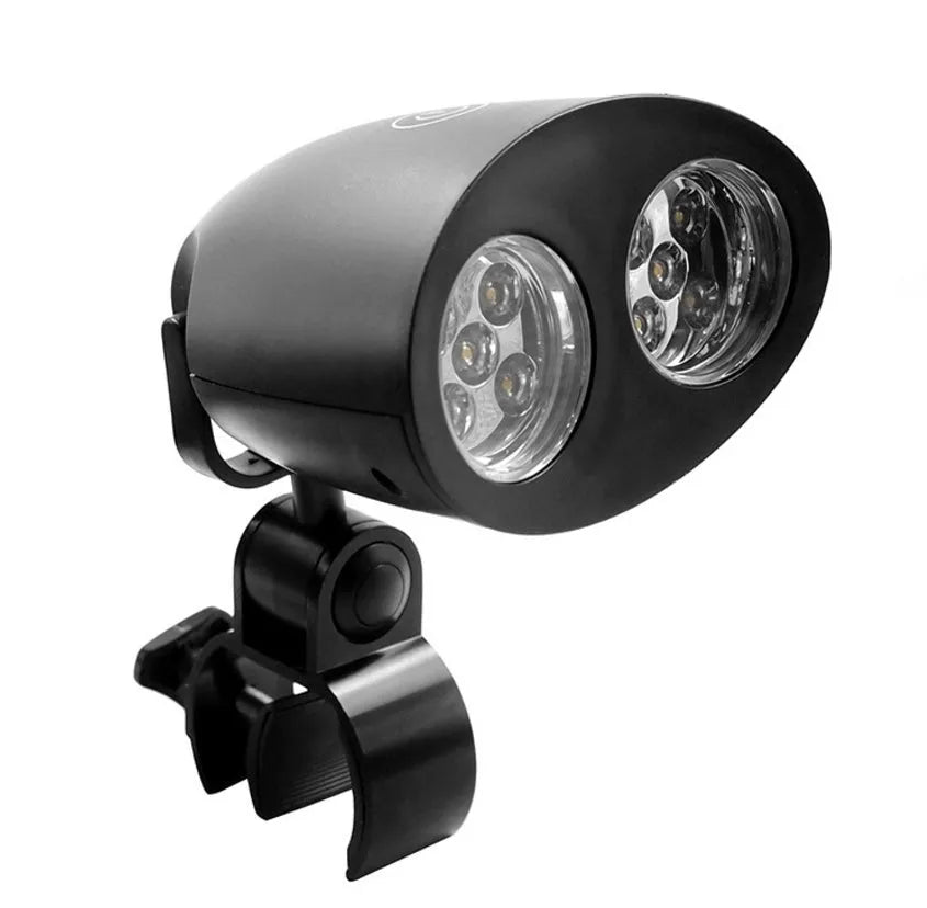 LED grill light with 10 F5 LED beads, 100LM white light, 360-degree rotating head, and touch dimmer