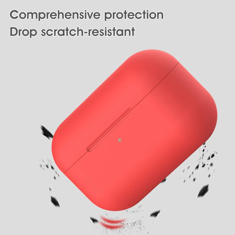 Soft silicone protective cover for AirPods Pro wireless headphones shown in multiple colour options.