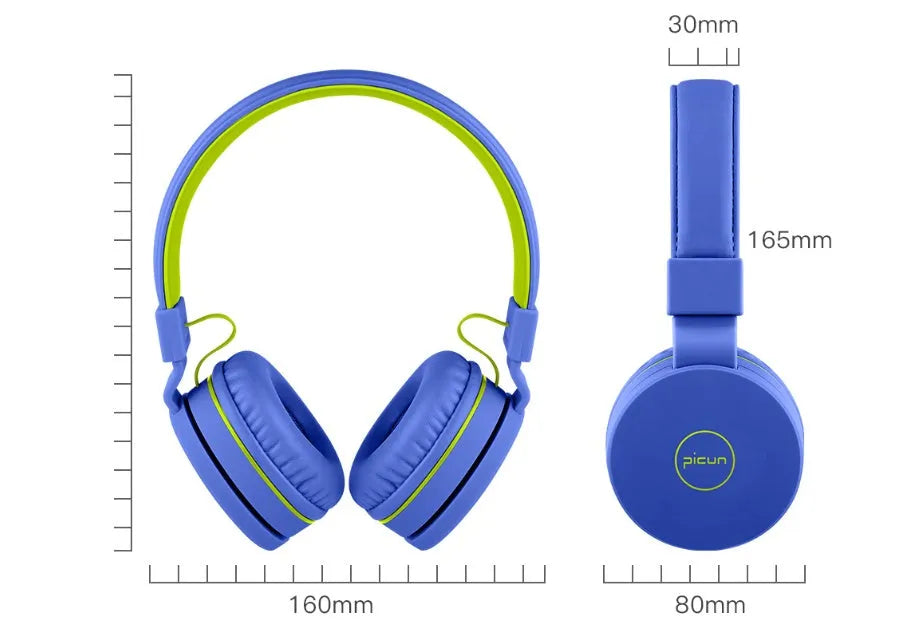 Blue green wired over-ear headphones with protein cushions and 3.5mm plug