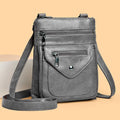 Vertical crossbody mobile phone bag in square shape with sewing line details