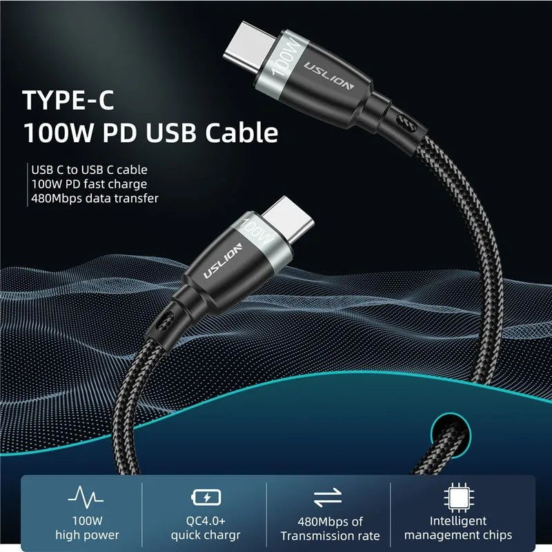 Type-C fast charging data cable in grey black, red and red black, available in 0.5m, 1m and 2m lengths