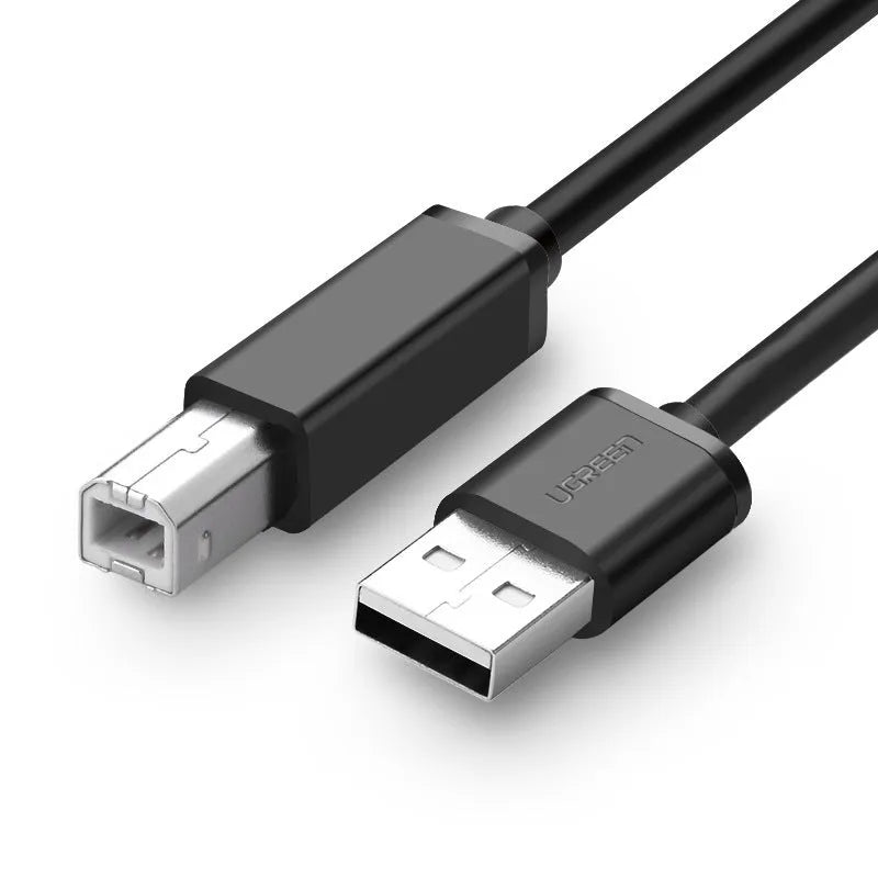 Black USB square port printer cable with pure copper core and 480Mbps transfer rate, available in 1m to 5m lengths.