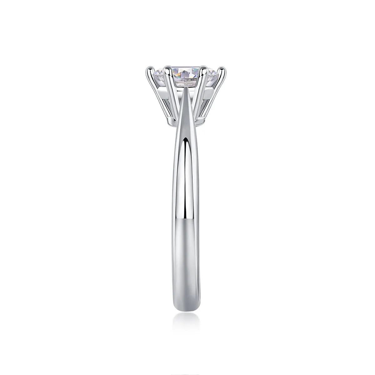 Wedding ring set with 1 carat moissanite in platinum-plated S925 silver, shown with gift box and GRA certificate