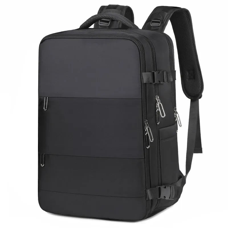 Large purple waterproof travel backpack with laptop compartment and air-cushioned shoulder straps