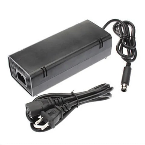 Black Microsoft XBOX360E power adapter with cable for 220V domestic use