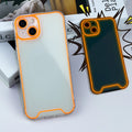Glow in the dark soft TPU phone case for iPhone, shown in multiple colours including green, orange, and blue.