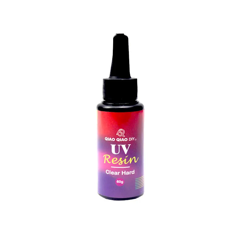 Transparent UV resin gel in a bottle, suitable for LED and UV light curing, non-yellowing formula for small craft projects