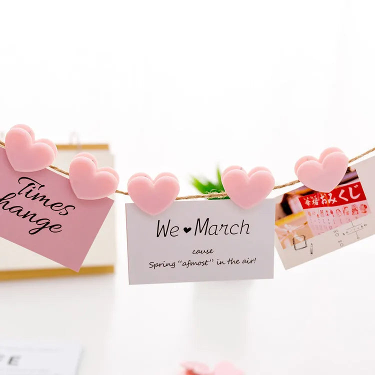 Pink love clip heart-shaped decoration 3.2 by 2.5 cm for holding photos or cards