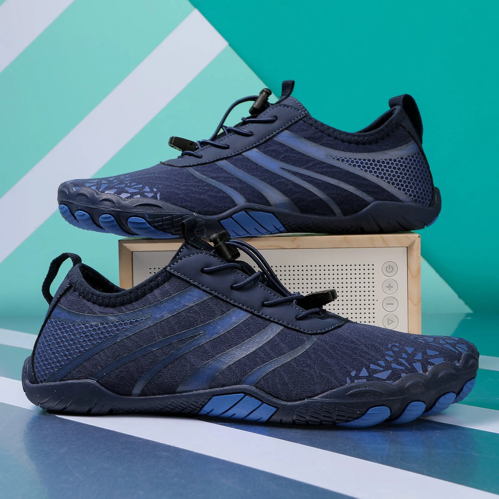 Men's and women's casual lycra beach running shoes in beige, black, blue, grey, and white pink colours