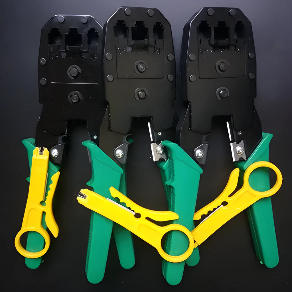 Multifunctional network cable pliers with stainless steel handle and 45# steel clamp head, flat mouth European style