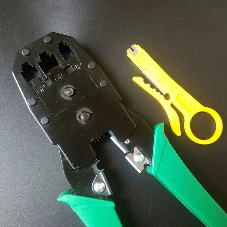 Multifunctional network cable pliers with stainless steel handle and 45# steel clamp head, flat mouth European style