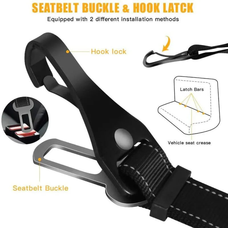 Pet multifunctional car reflective elastic seat belt nylon adjustable 54-90cm width 2.5cm