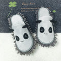 Cute panda pattern lazy mute slippers with removable washable design in beige, brown, grey, and pink colour options.