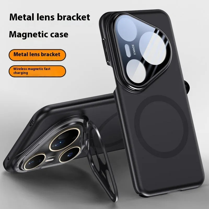 Huawei P80 magnetic protection phone case in black colour with frosted finish and back shell design