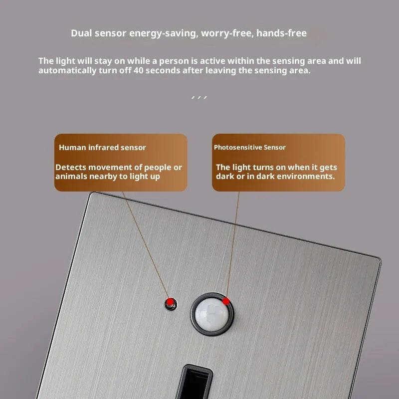 New intelligent human body infrared sensing metal wall lamp geometric stereo shape PVC shade 1.5W 3000K brushed gold