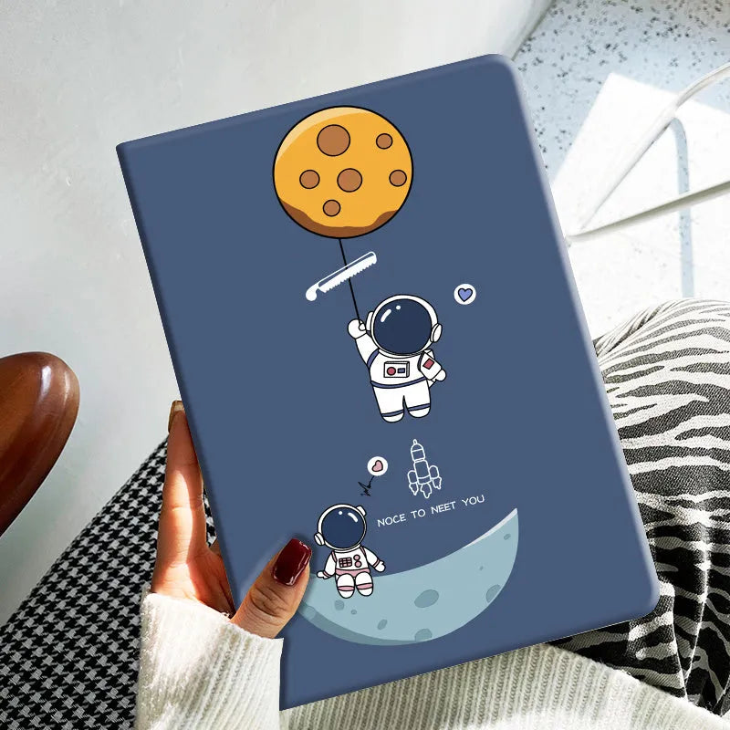 Pink dinosaur cartoon TPU protective case for iPad with anti-fall design