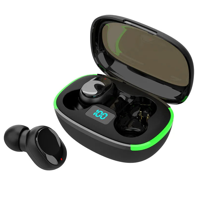 Black Y80 wireless Bluetooth in-ear earphones with charging display