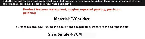 Fresh candy coloured waterproof decorative stickers with small object designs measuring 4-7cm