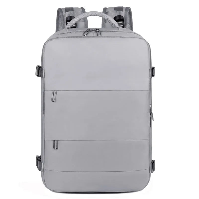 Large purple waterproof travel backpack with laptop compartment and air-cushioned shoulder straps