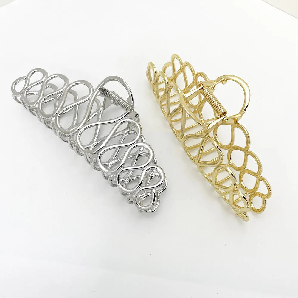 Gold and silver minimalist large hair clip with tassel for thick hair updos