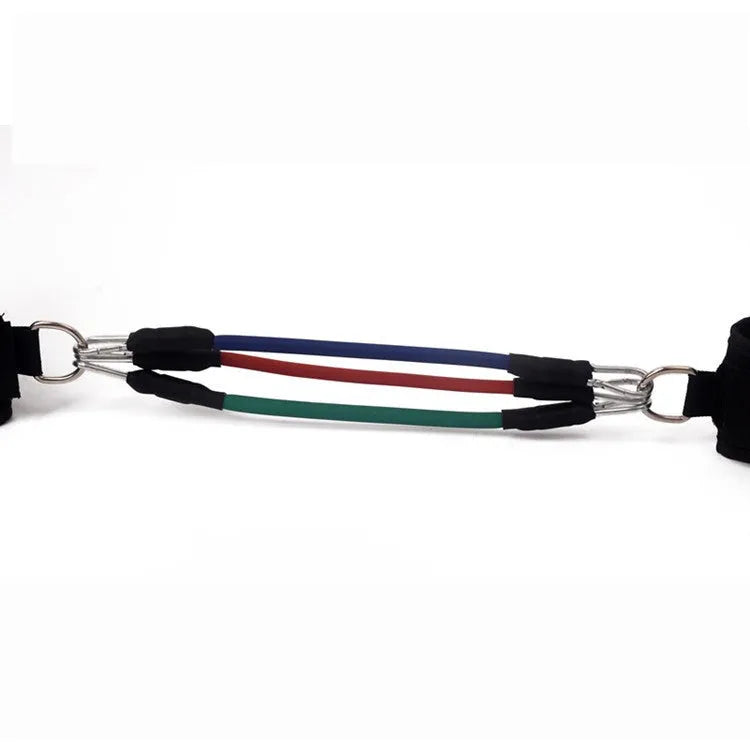Black taekwondo leg training pull rope set with resistance bands for explosive force development