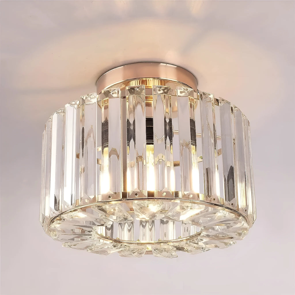 Milky white crystal ceiling light with gold finish for bedroom, 110–220V, E26 option