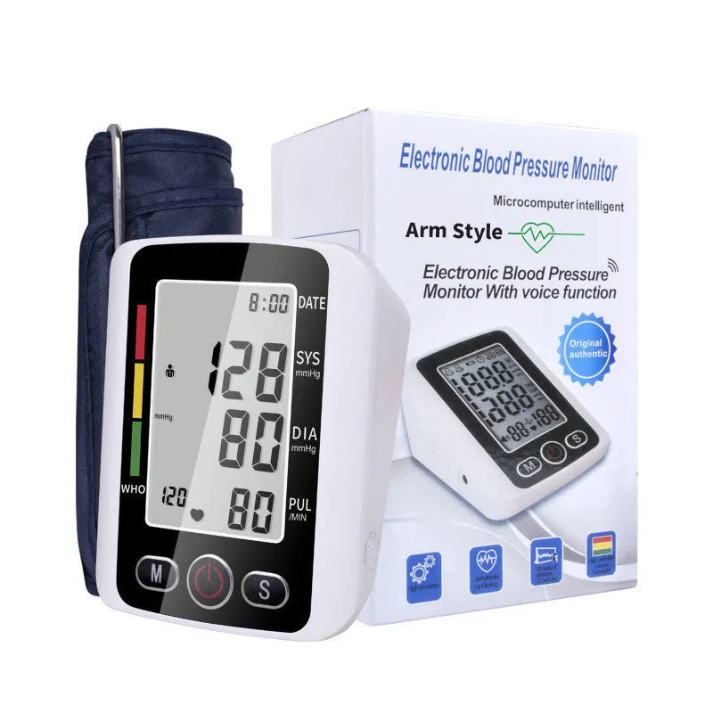 ARM type electronic blood pressure monitor with large screen display on cuff