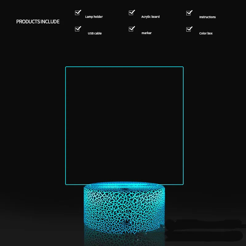 Black crack finish acrylic message board LED night light with remote control and stylus on desk