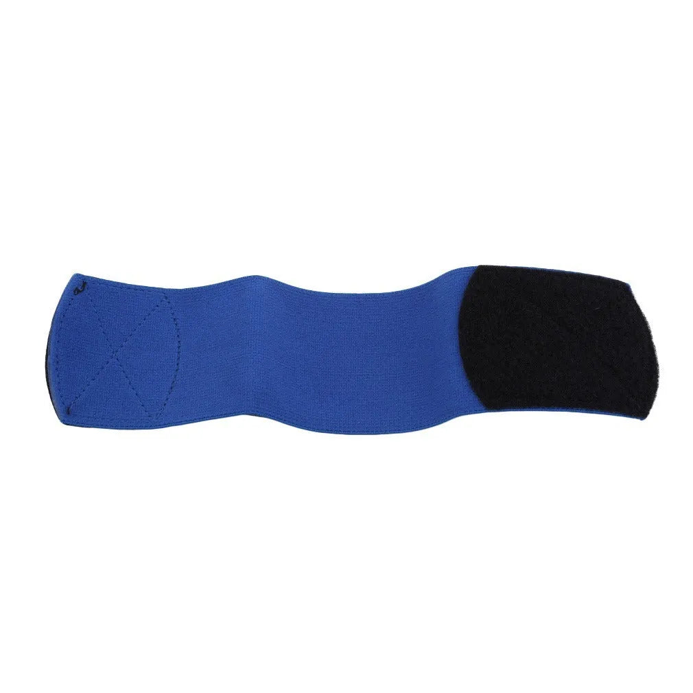 Football shin guard magic tape belt in red, blue, black or white colours, 250x65mm rubber construction