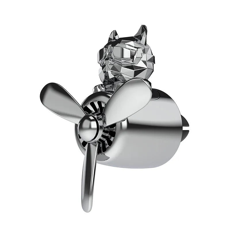 Car air vent aromatherapy diffuser with electroplated pit bull design in black and silver finishes