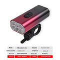 New bicycle headlight and taillight set with USB charging cable and mounting bracket on a handlebar.