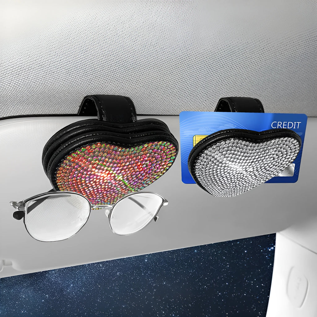 PU leather magnetic car sun visor clip for glasses and ticket storage in multiple colours