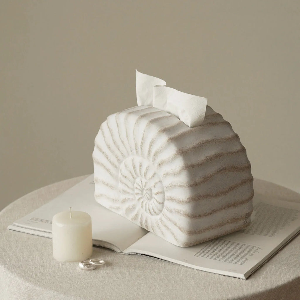 Resin tissue box cover with conch shell pattern design decorative home accessory