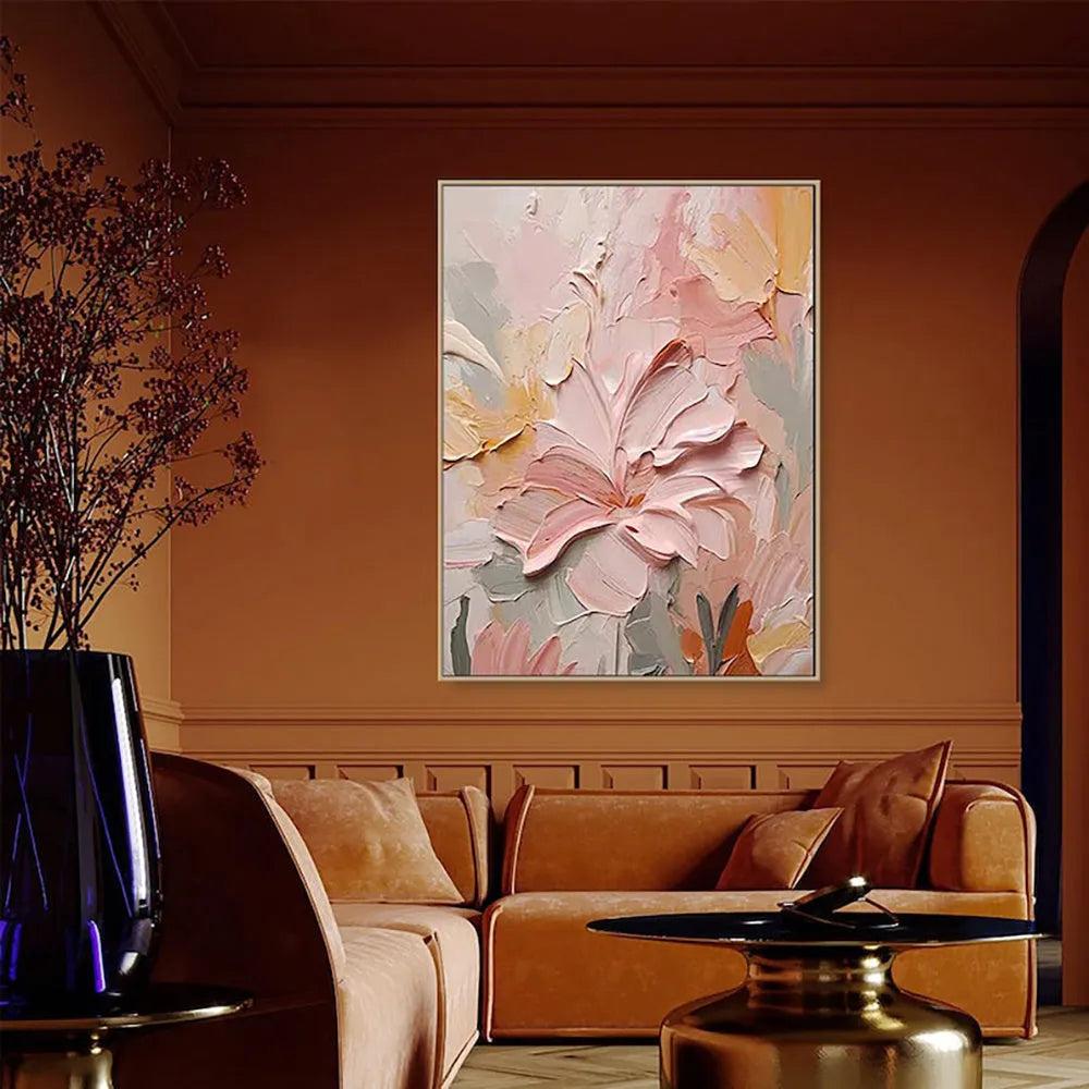 Handmade Oil Painting Canvas Wall Art Decoration 3D Texture Thick Oil Flowers Modern Abstract Vertical for Living Room Bedroom Home Office 60cm 70cm 80cm 90cm 100cm 120cm Sizes Without Inner Frame
