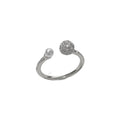 Open-end ring with round zircon stones in gold or silver plating