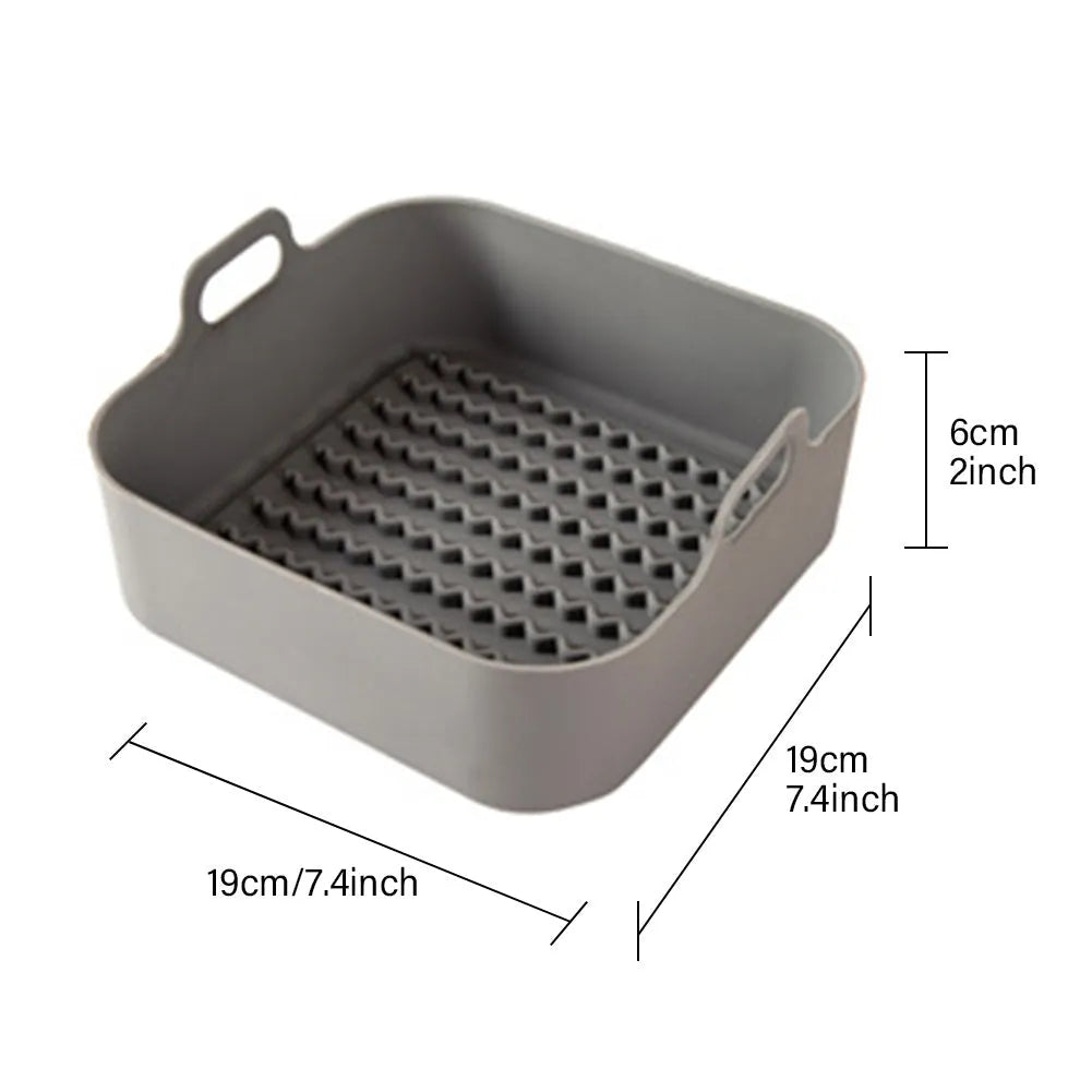 Reusable round silicone liner for air fryer 19cm nonstick BPA free dishwasher safe grey