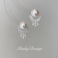 High-Grade Artificial Crystal Water Drop Tassel Earrings Round Geometry Mosquito Coil Ear Clip Electroplated Finish for Evening Wear