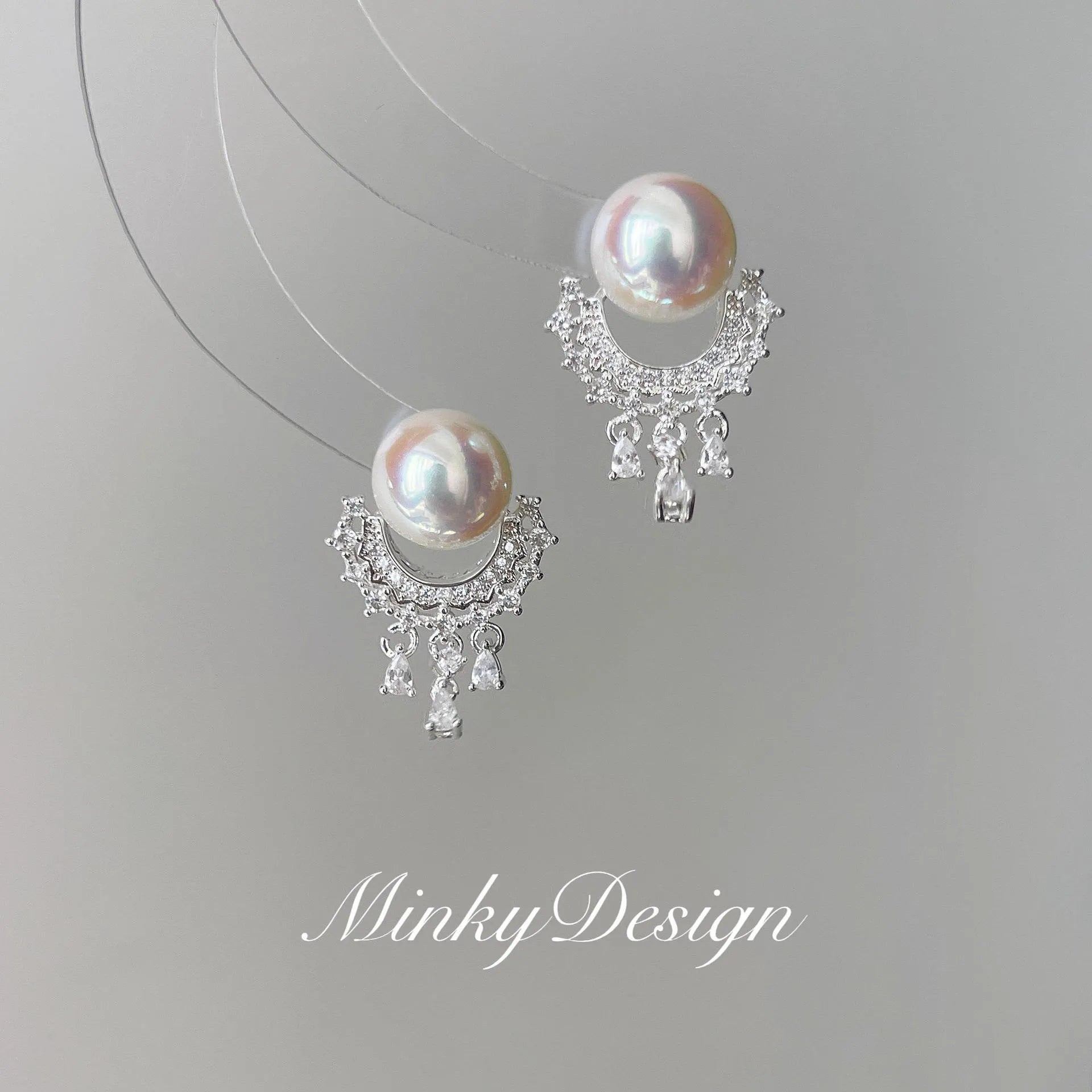 High-Grade Artificial Crystal Water Drop Tassel Earrings Round Geometry Mosquito Coil Ear Clip Electroplated Finish for Evening Wear