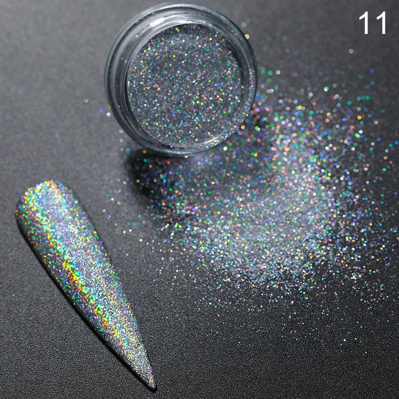 Aurora Magic Nail Powder glitter in laser gradient colours for nail art decoration