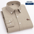 Men's casual shirt in pure cotton Oxford fabric showing colour options and size range